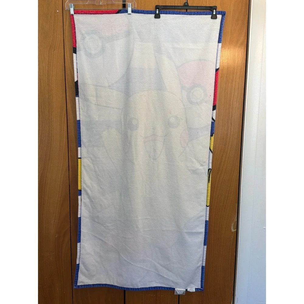 Pokemon Pikachu Beach Towel Blue White Stripe Poke Ball Northwest 30x59
